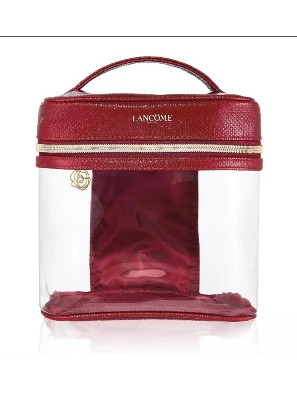 Lancôme Burgundy and Gold Clear Cosmetic Case